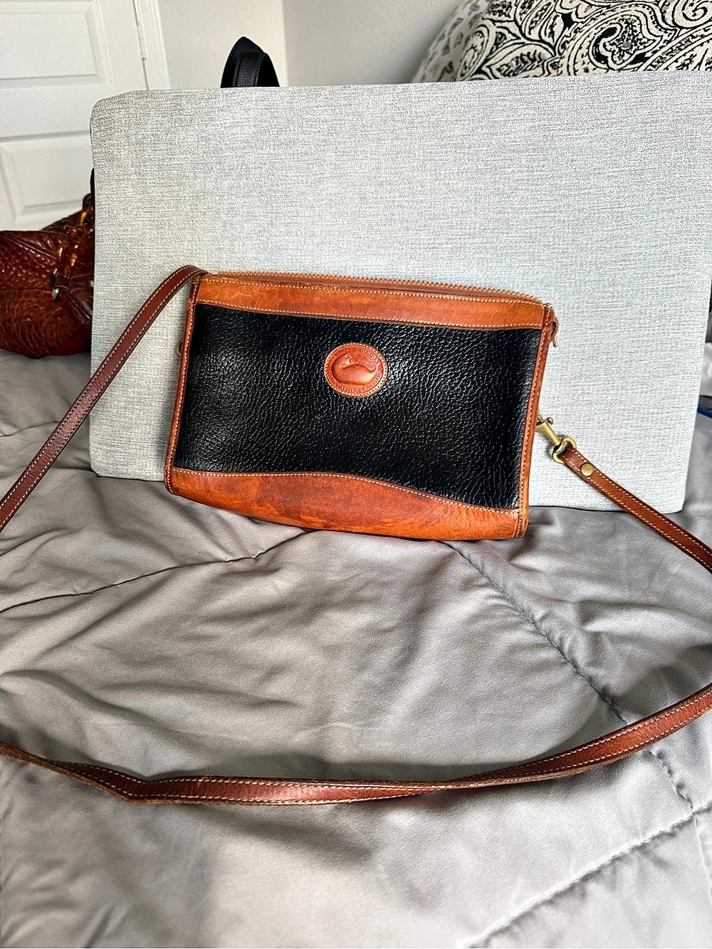 Dooney & Bourke Color Block Crossbody Bag in Brown & Black